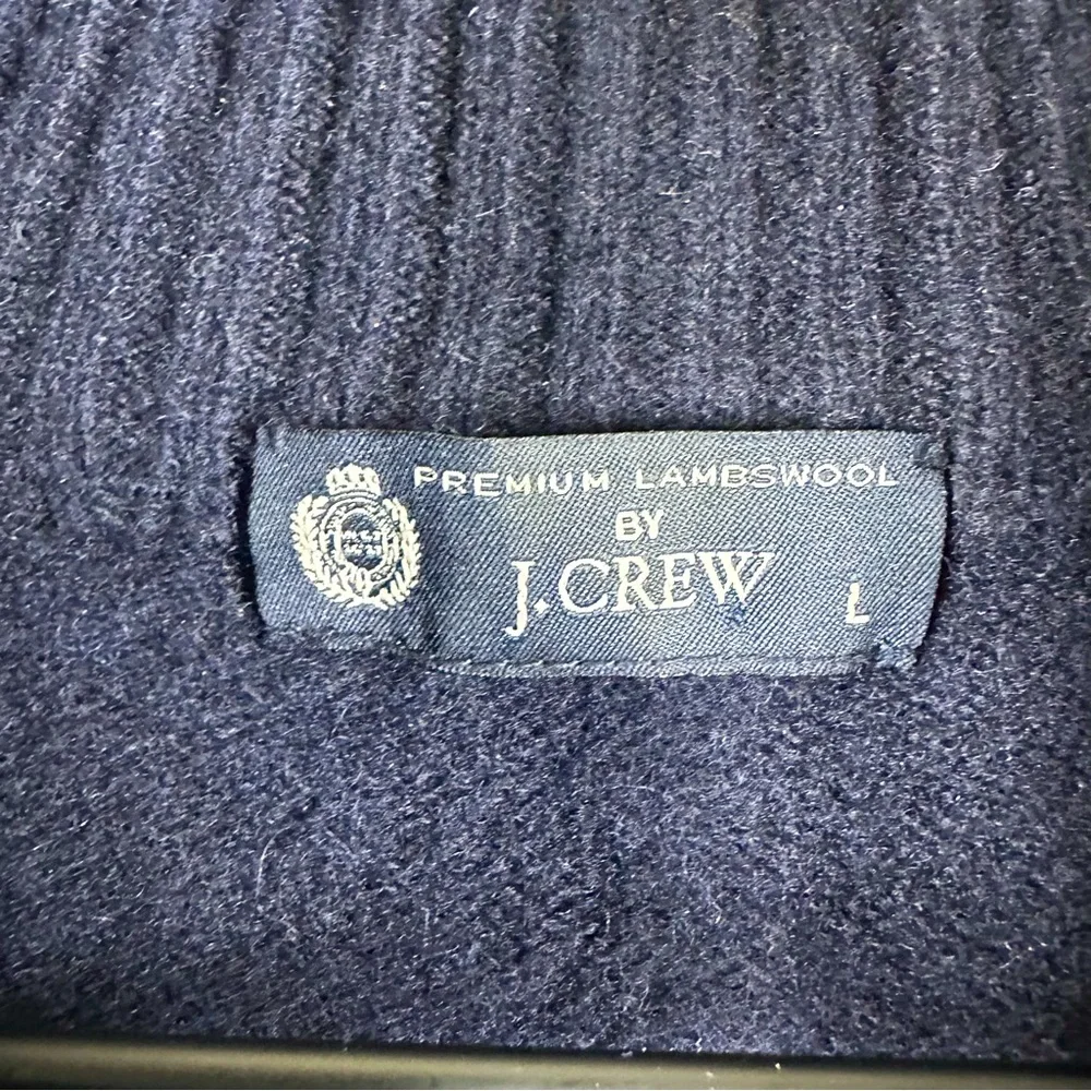 J. Crew 100% Lambs Wool Argyle Quarter Zip Sweater with Elbow Patch Large EUC
